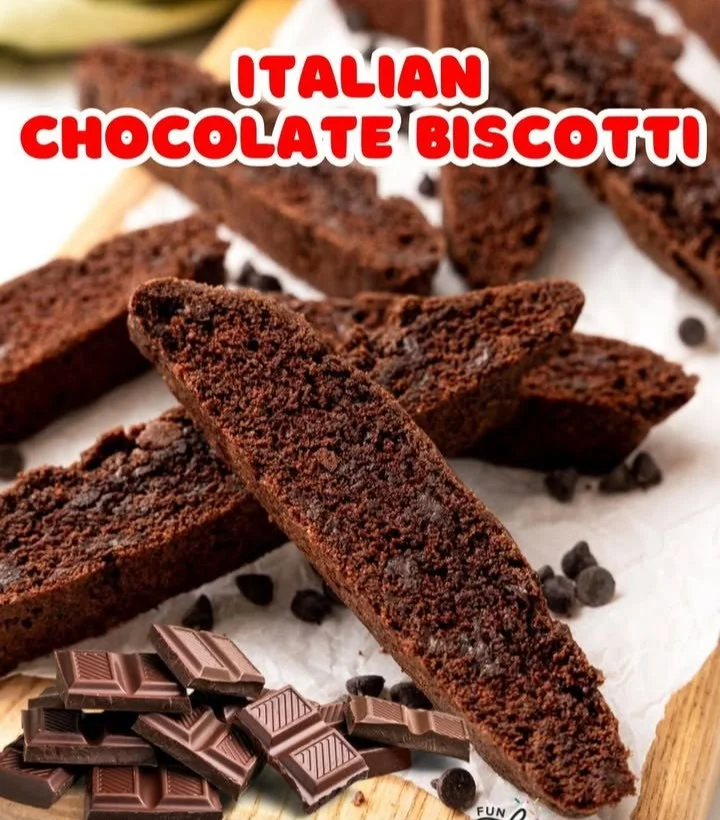 Delicious double chocolate biscotti served on a plate
