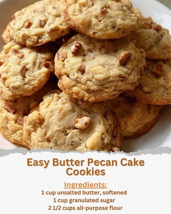 Delicious easy butter pecan cookies on a plate.
