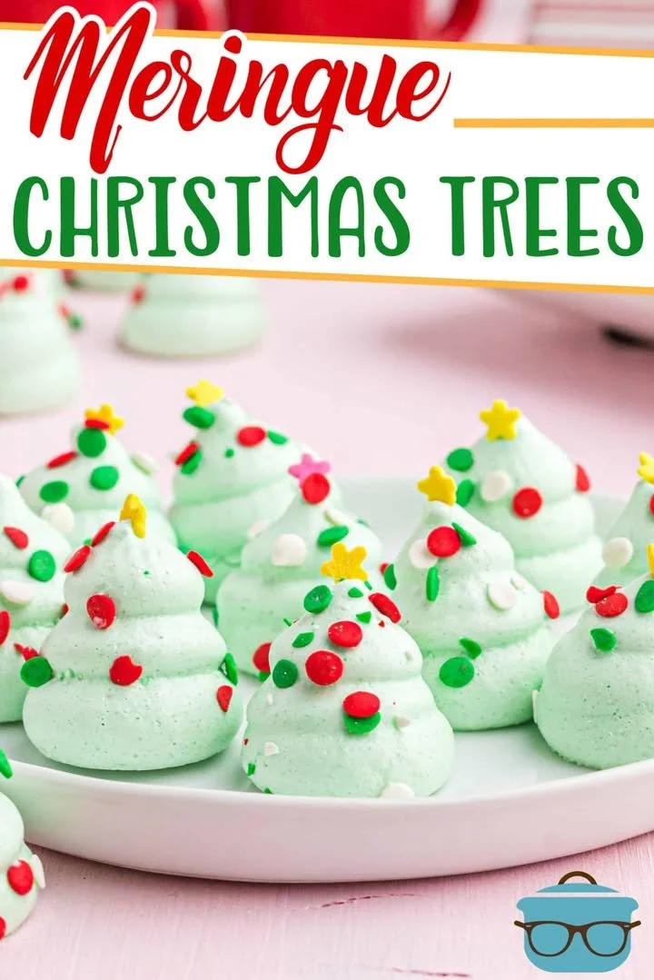 Decorative meringue Christmas trees on a festive table setting