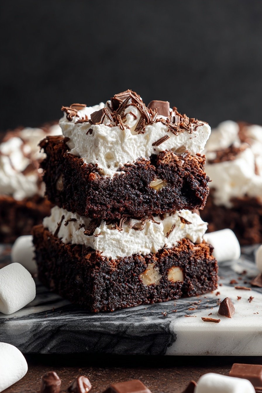 Hot Chocolate Brownie with Marshmallow Frosting Recipe