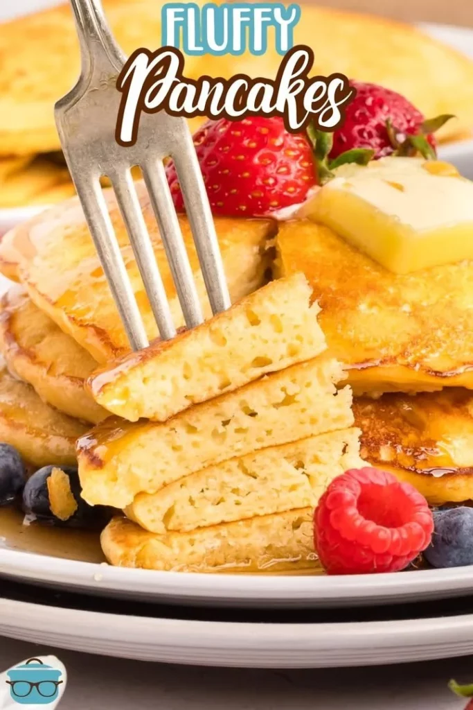 Delicious fluffy pancakes stacked and ready to serve for breakfast