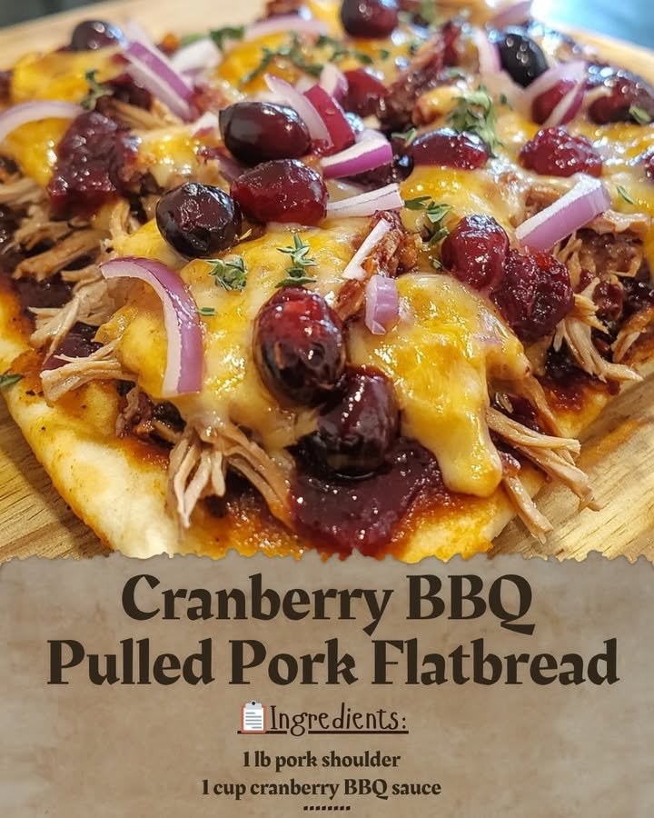 Cranberry BBQ Pulled Pork Flatbread