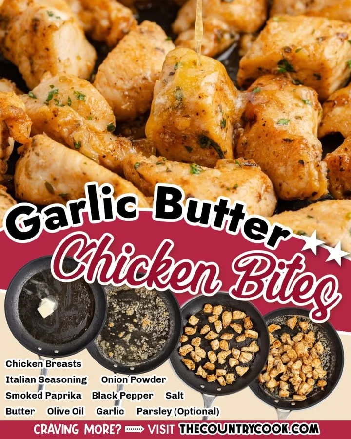 Delicious Garlic Butter Chicken Bites served on a plate