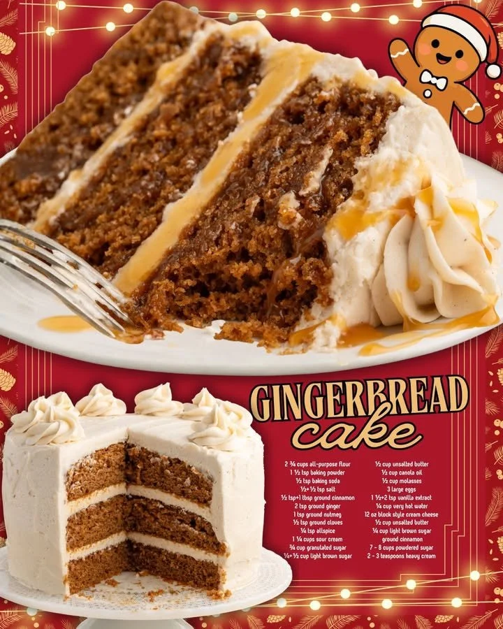 Delicious gingerbread cake topped with icing and spices
