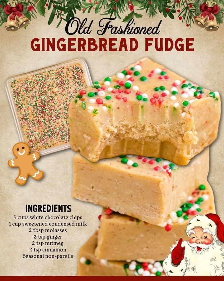 Delicious gingerbread fudge arranged on a decorative plate