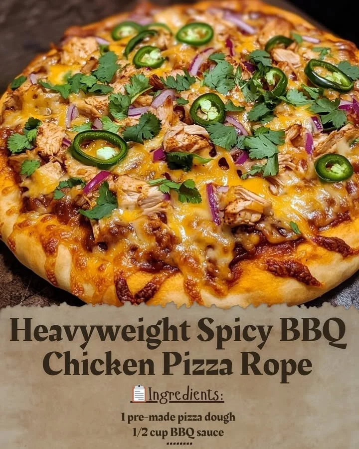 Heavyweight Spicy BBQ Chicken Pizza topped with flavorful chicken and BBQ sauce