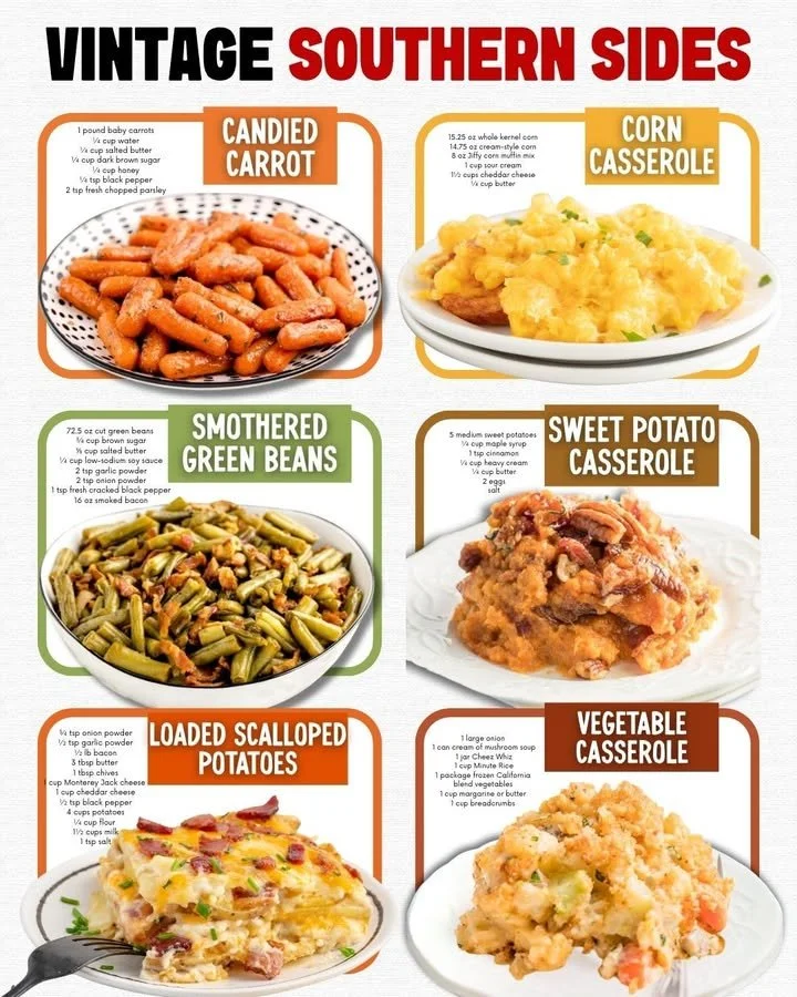 A variety of colorful holiday side dishes served at a festive table