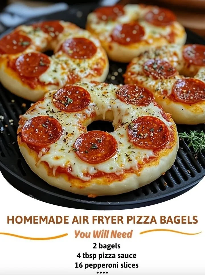 Delicious homemade air fryer pizza bagels ready to eat