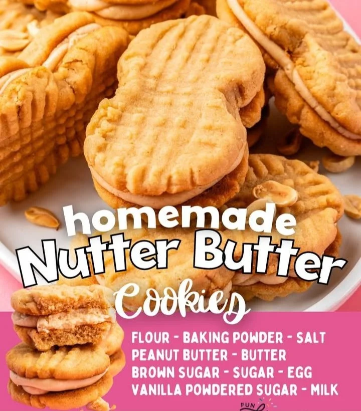 Delicious homemade Nutter Butters with creamy peanut butter filling.