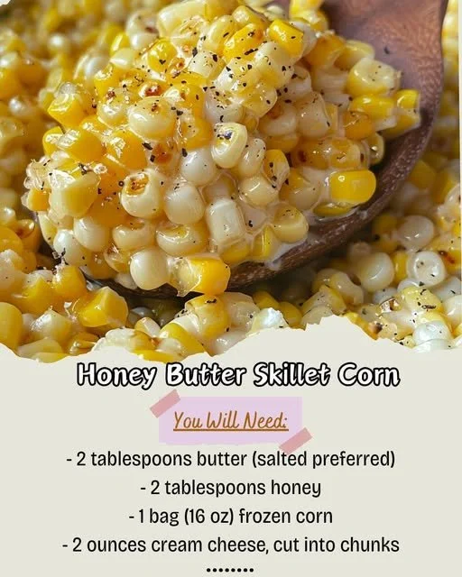 Delicious honey butter corn skillet dish with vibrant corn kernels