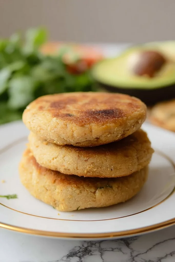 Crispy Maseca gorditas on a plate, ready to serve with toppings.