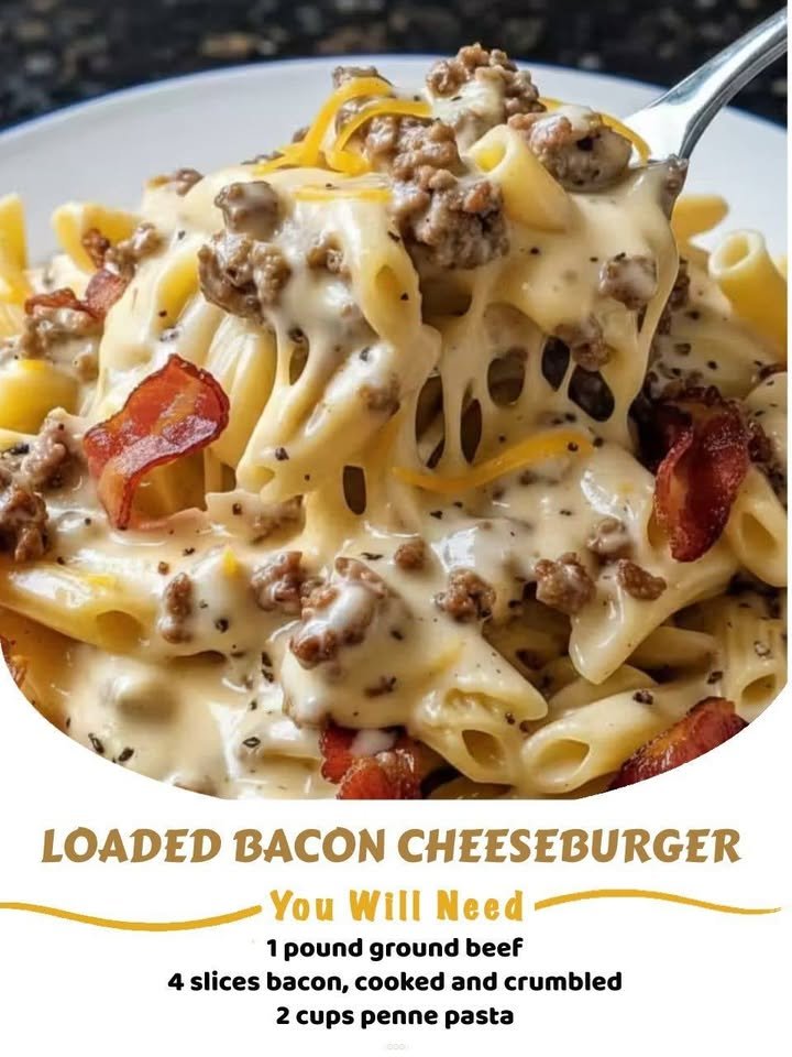 Loaded Bacon Cheeseburger Alfredo Pasta