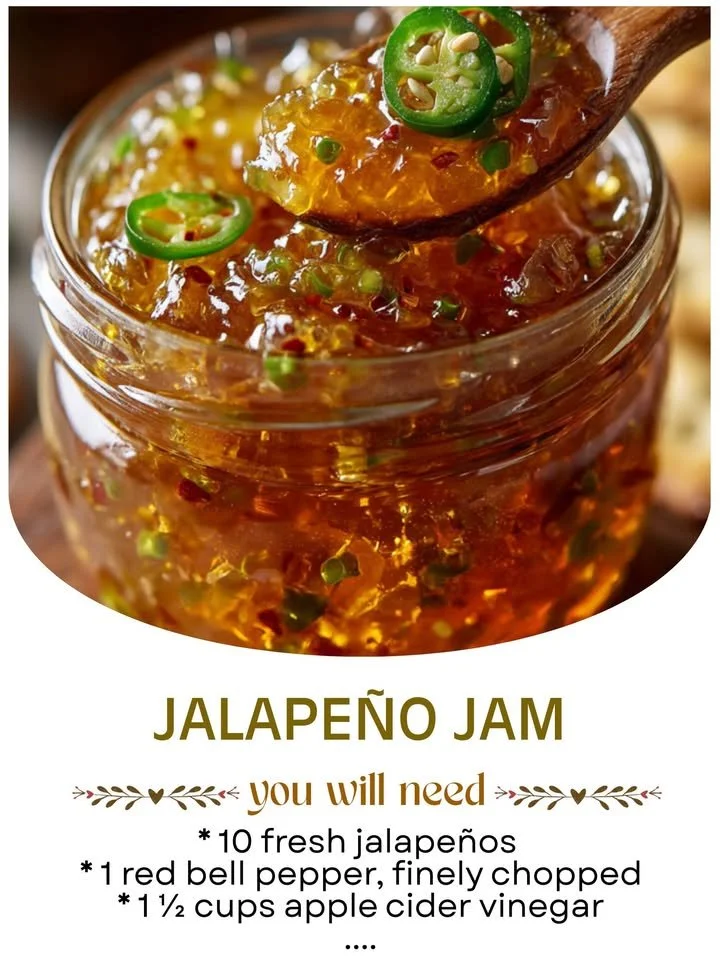 Homemade Jalapeño Jam in a jar, perfect for appetizers and gifts.