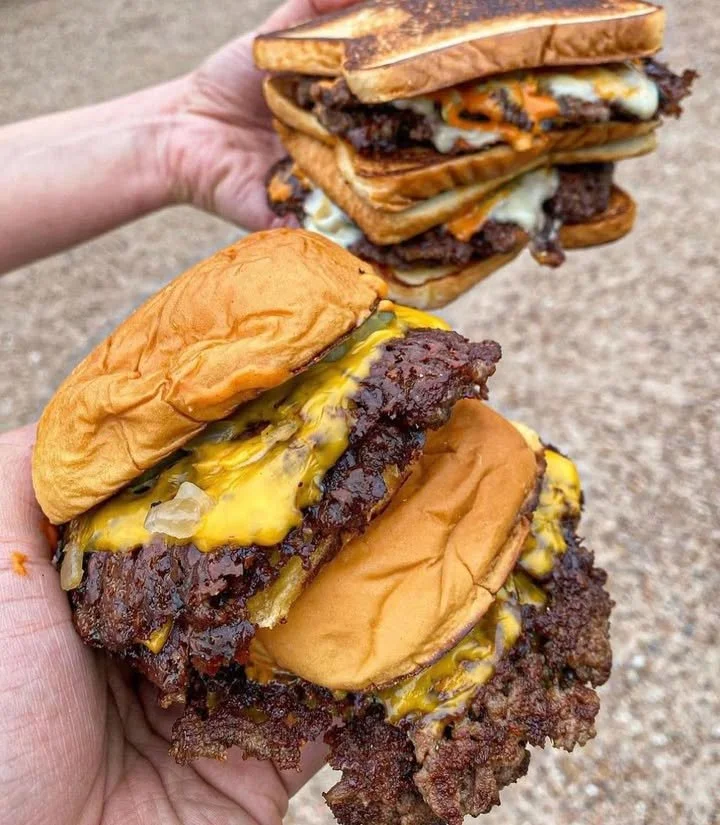 Delicious layered buns stacked enticingly in a delectable display.