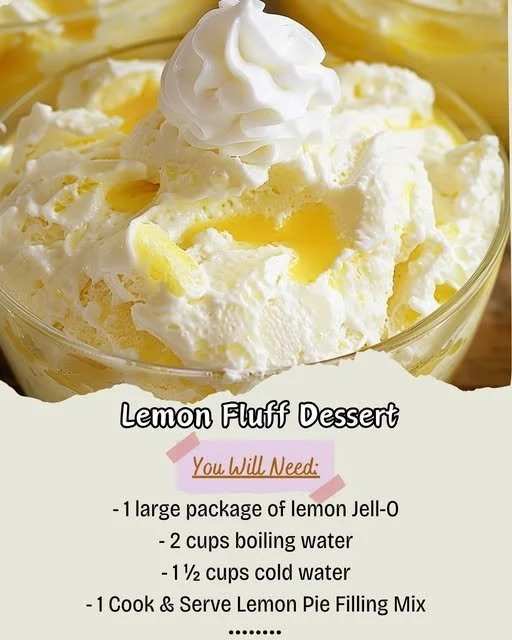 Delicious Lemon Fluff Dessert served in a clear glass dish with lemon zest on top