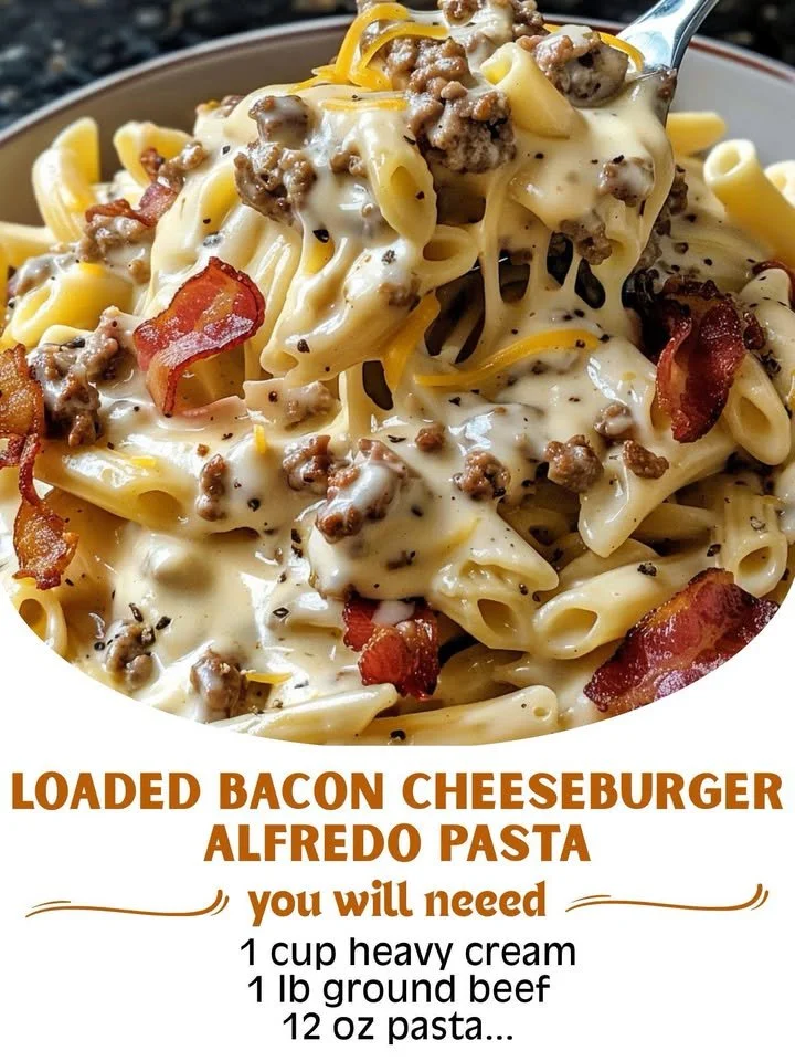 Loaded Bacon Cheeseburger Alfredo Pasta