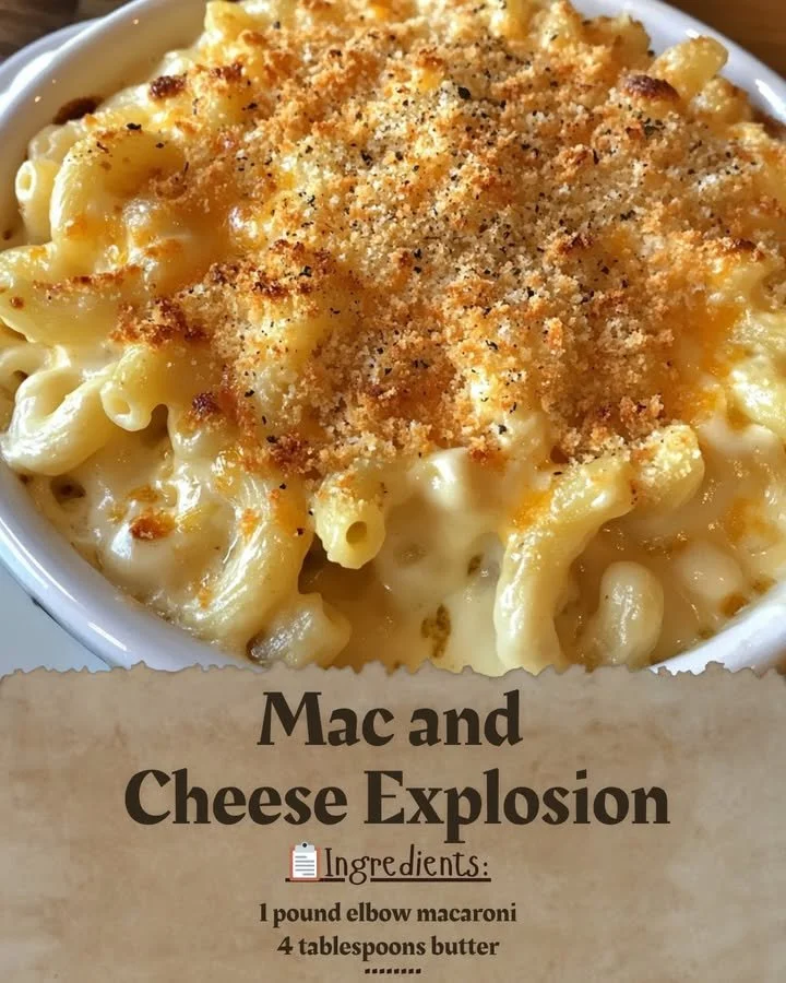 Deliciously cheesy Mac and Cheese Explosion dish served in a bowl.
