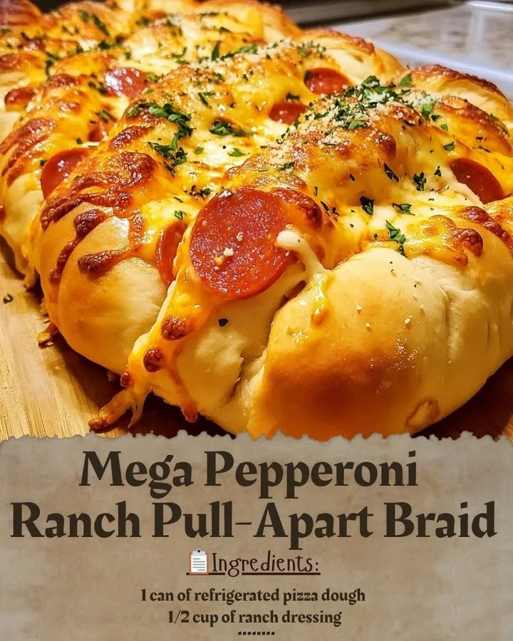 Mega Pepperoni Ranch Pull-Apart Braid loaded with cheese and pepperoni