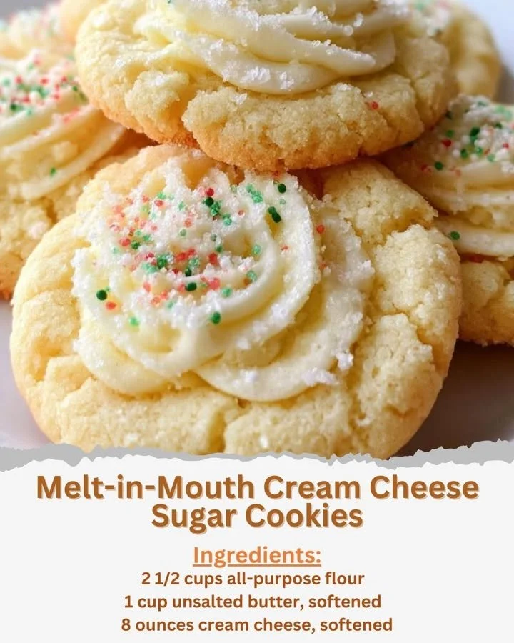 Delicious melt-in-mouth cream cheese sugar cookies on a platter