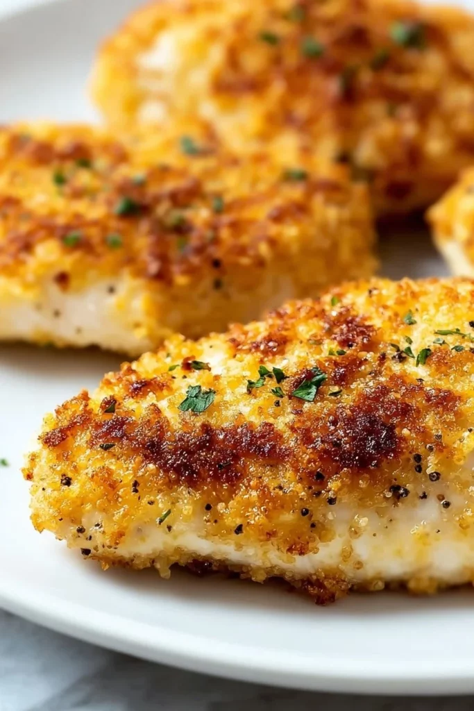Juicy and tender melt-in-your-mouth baked chicken breast served with herbs
