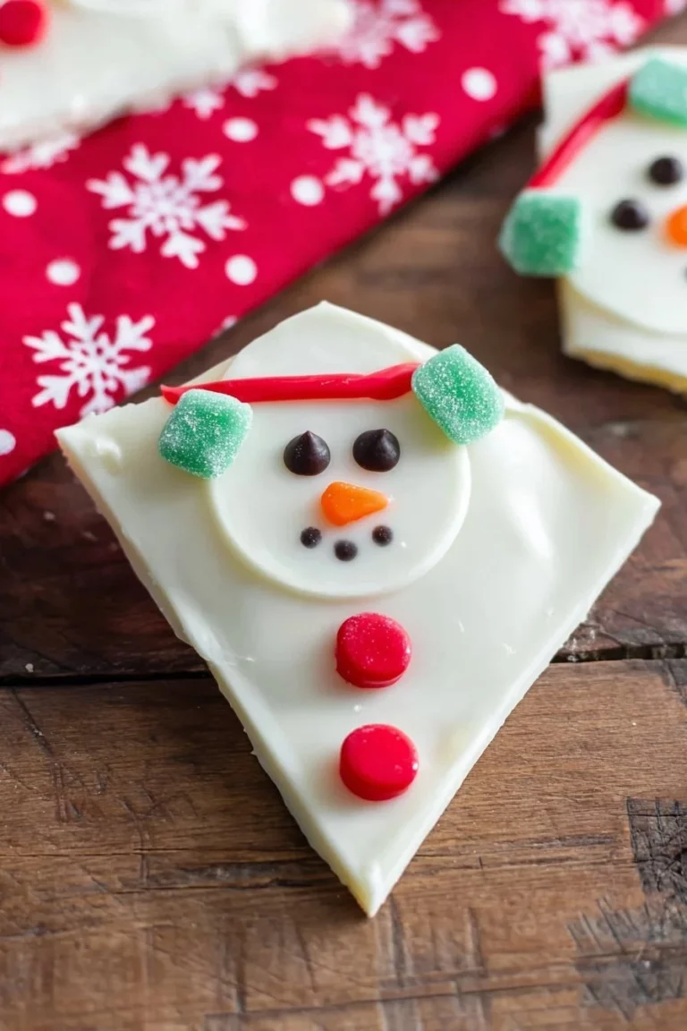 Delicious Melted Snowman Bark dessert ideal for winter festivities