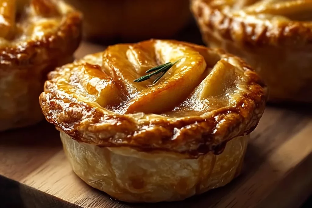 Delicious mini apple pies baked to perfection, ideal for dessert lovers.