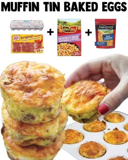 Muffin tin baked eggs with colorful vegetables and herbs