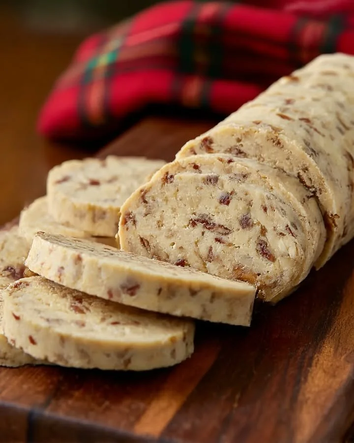 3-ingredient pecan log cookies on a plate