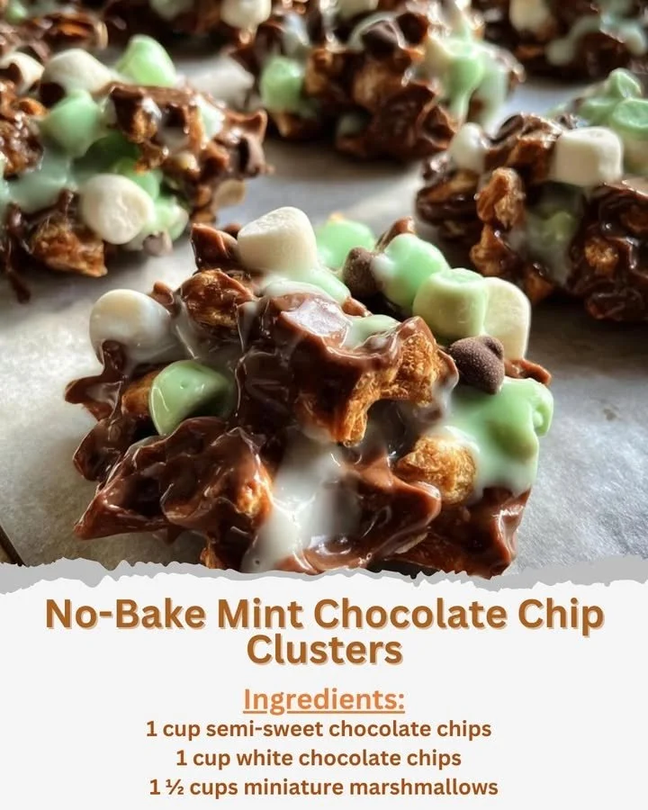 Delicious no-bake mint chocolate chip clusters ready to enjoy.