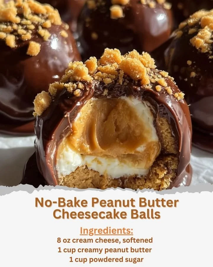 Delicious no-bake peanut butter cheesecake balls on a plate