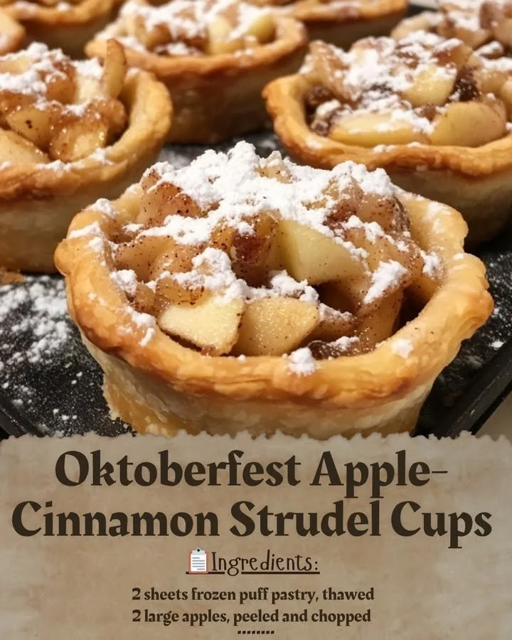 Oktoberfest Apple-Cinnamon Strudel Cups filled with spiced apples and cinnamon.