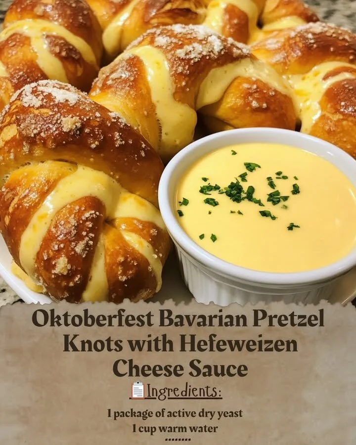 Bavarian Pretzel Knots with Hefeweizen Cheese Sauce for Oktoberfest