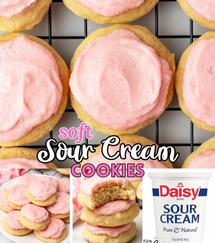 Old fashioned sour cream cookies on a plate, freshly baked and delicious