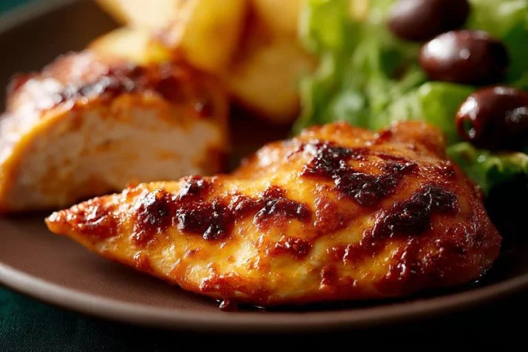 Delicious Orange-Chipotle Chicken cooked with zesty spices and served on a plate