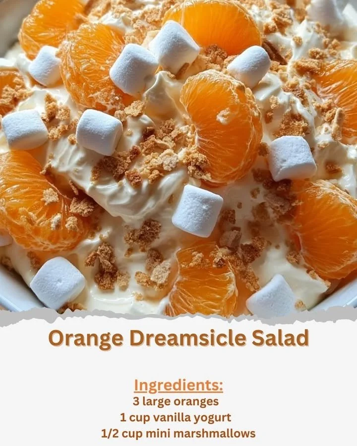 Vibrant Orange Dreamsicle Salad with citrus fruits and creamy dressing