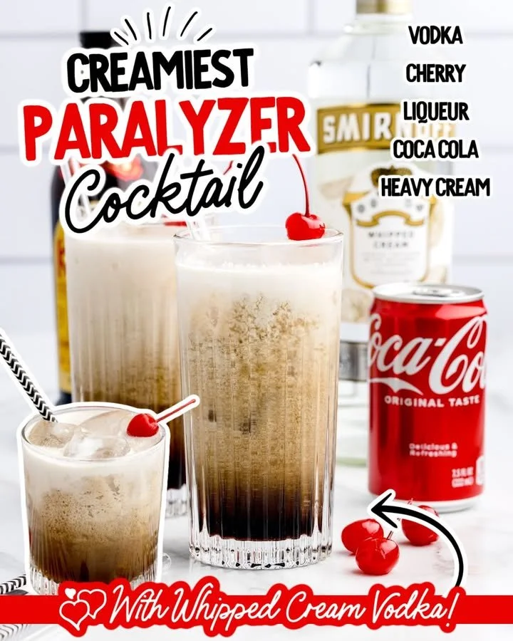 Delicious Paralyzer Drink served in a cocktail glass with ice and a straw