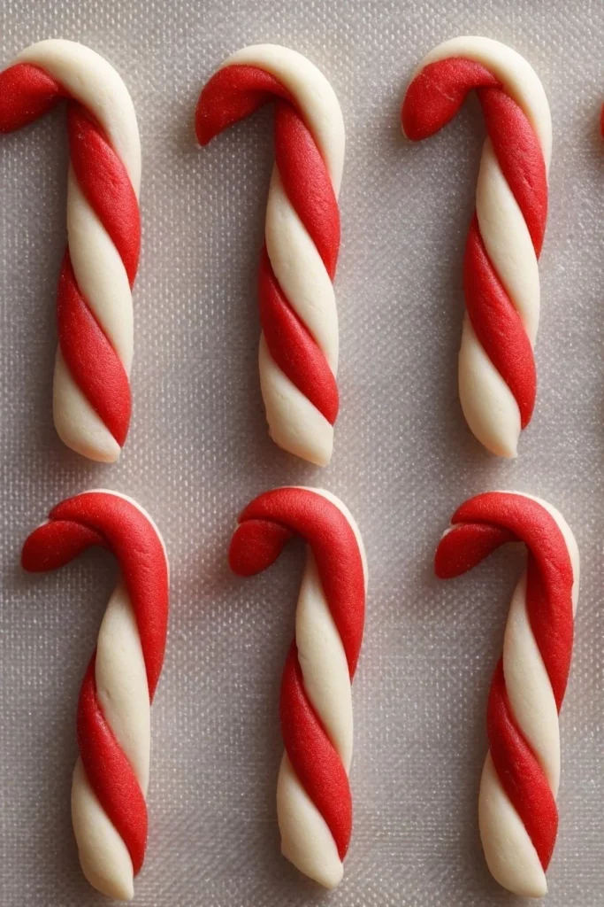 Delicious Peppermint Candy Cane Cookies finished with festive red and white sprinkles