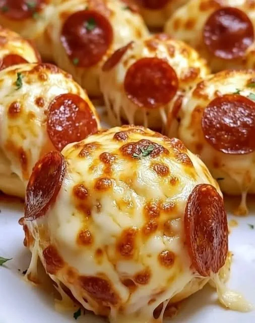 Pepperoni Pizza Bombs baked to perfection, golden and cheesy