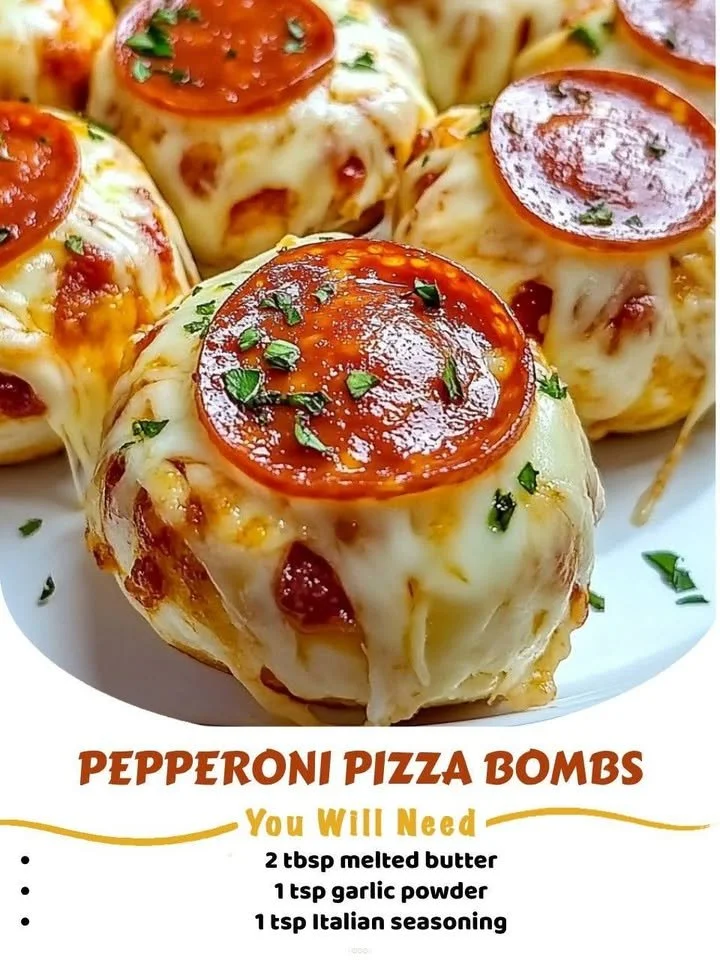 Pepperoni pizza bombs filled with cheese and spicy pepperoni