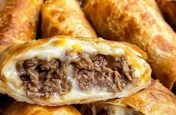Delicious Philly cheesesteak egg rolls, crispy and filled with steak and cheese.