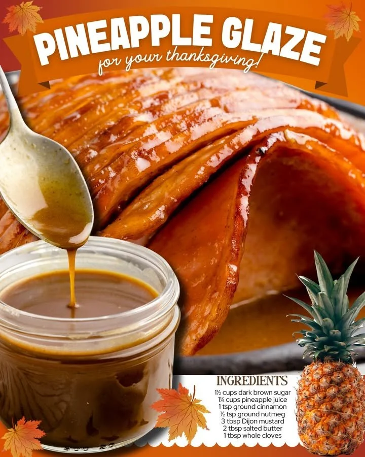 Glazed ham with pineapple glaze on a festive table