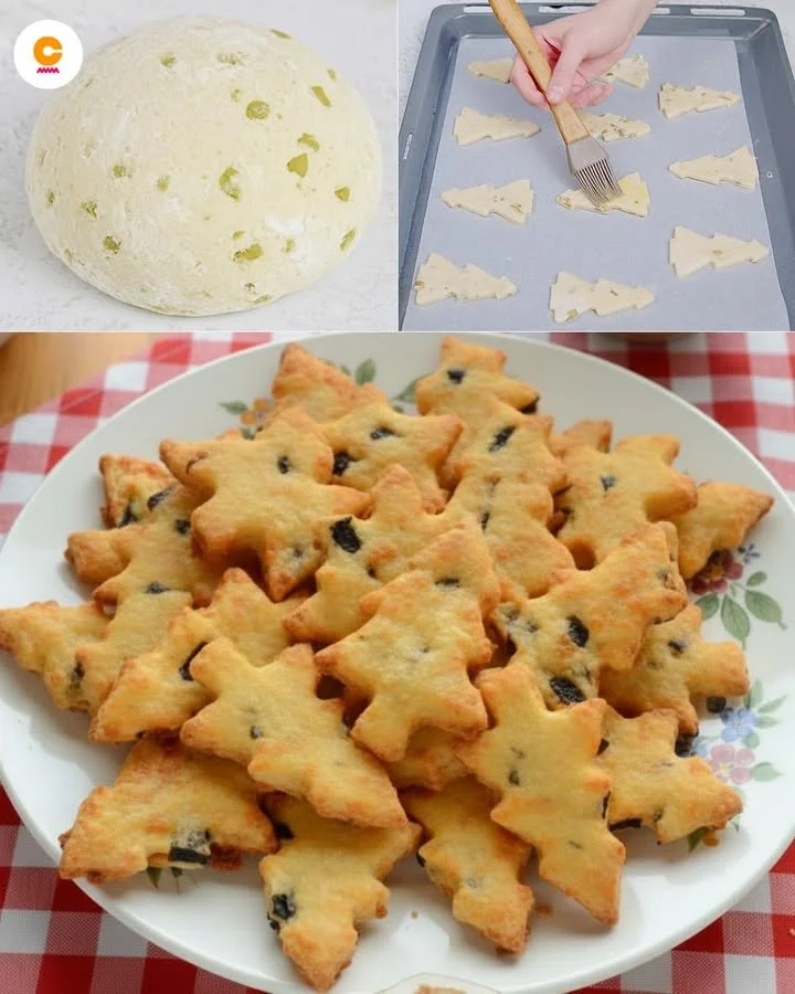 Puff Pastry Christmas Tree decorated with herbs and cheese