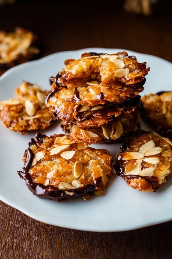 Delicious quick Florentines made with nuts and chocolate.