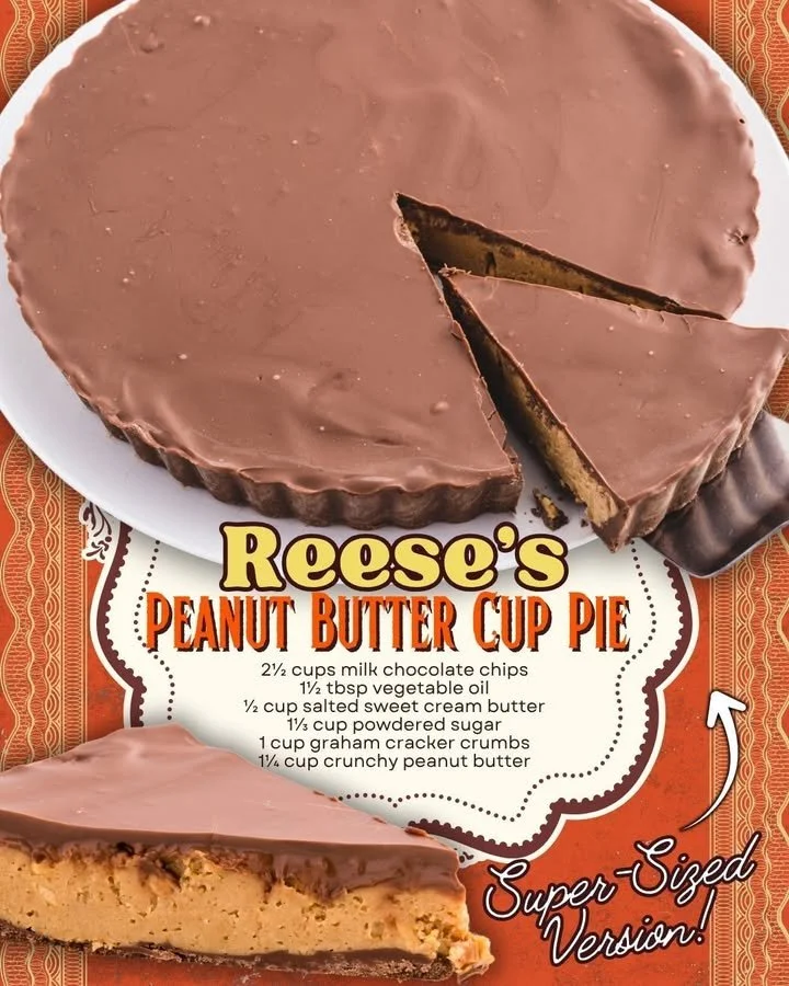 Delicious giant Reese's peanut butter cup pie dessert