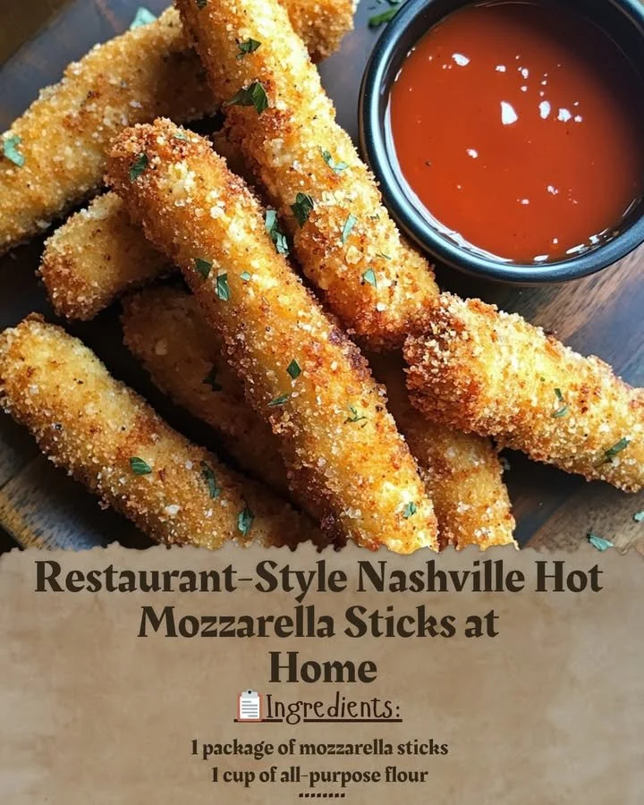 Plate of Nashville Hot Mozzarella Sticks with dipping sauce