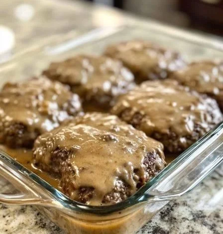 Delicious Amish Poor Man's Steak served with side dishes
