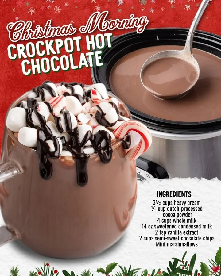 Slow-cooker Christmas hot chocolate served in a cozy mug