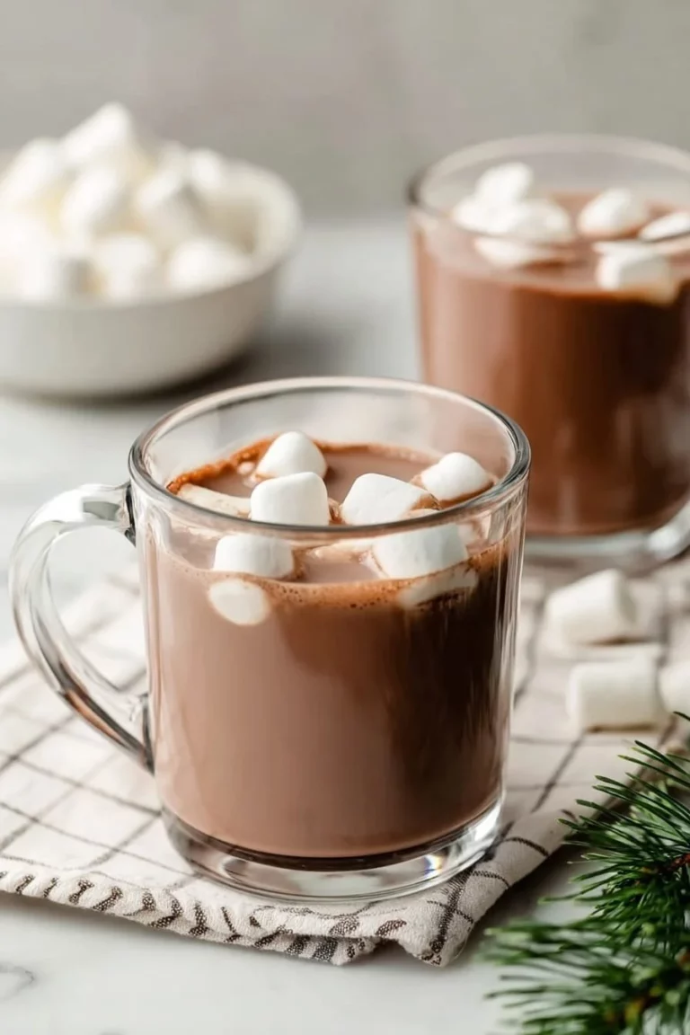 Slow Cooker Hot Chocolate made with chocolate and vanilla ingredients in a cozy setting