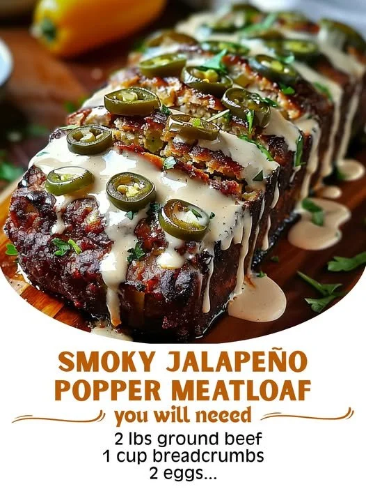 Smoky jalapeño popper meatloaf topped with ranch dressing.