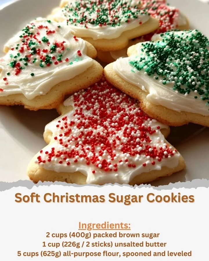 Soft and delicious Christmas sugar cookies decorated for the holiday season